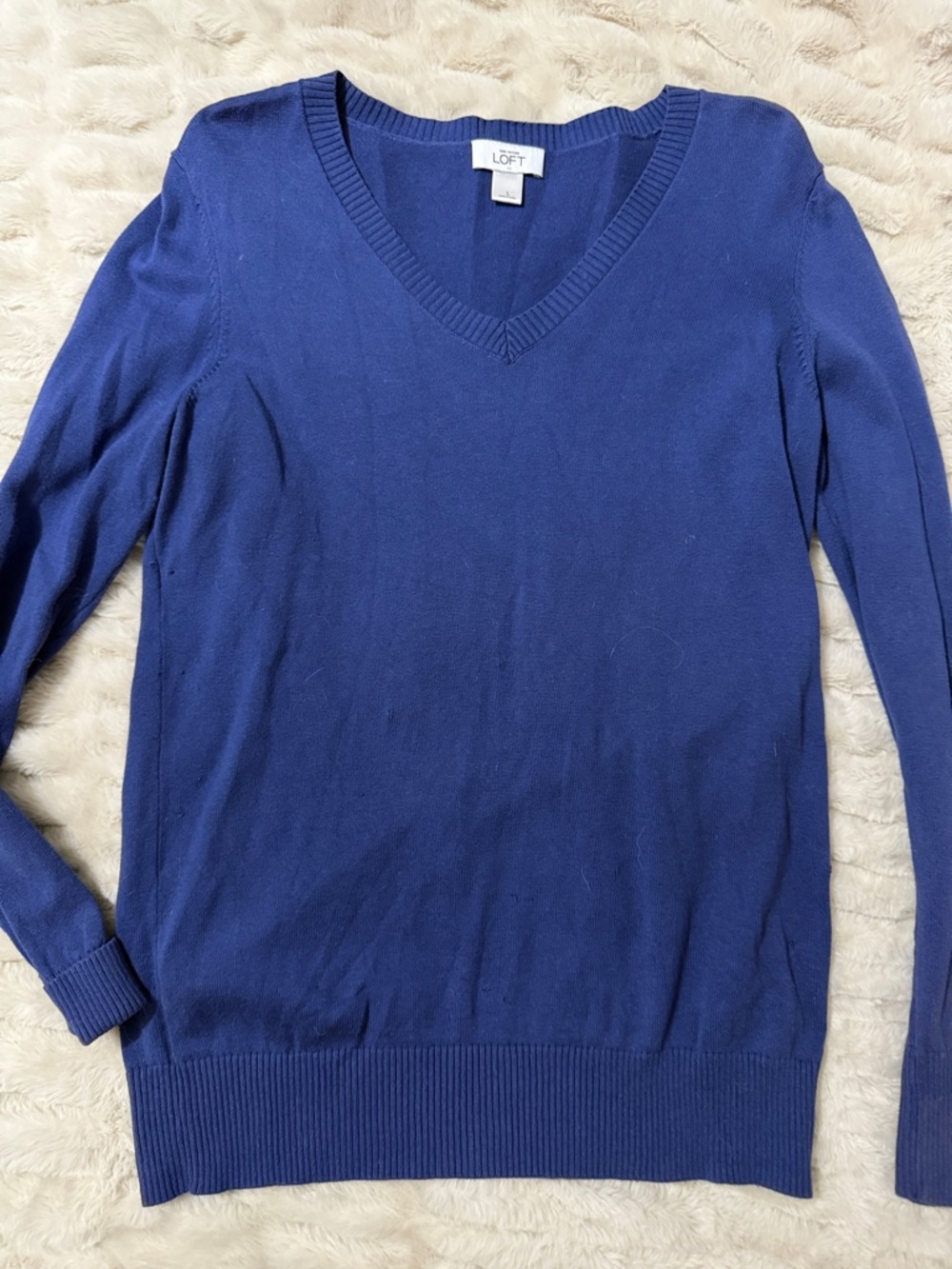 LOFT Navy V-Neck Lightweight Sweater